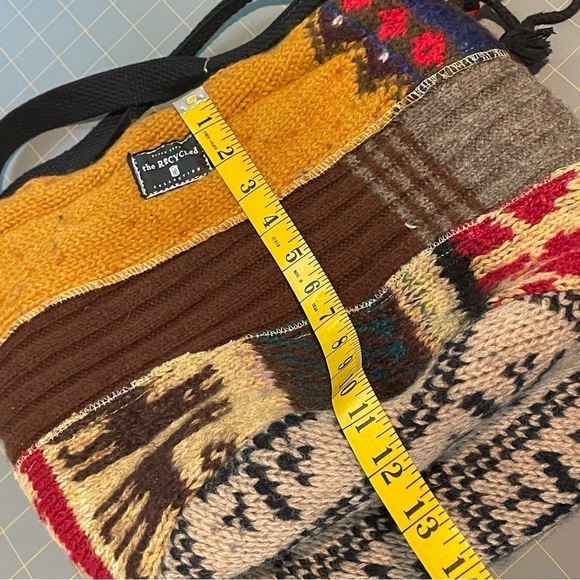 Boho Artistic Patchwork Sweater Bag – One-of-a-Kind Upcycled Susan Todd Tote - Picture 14 of 16